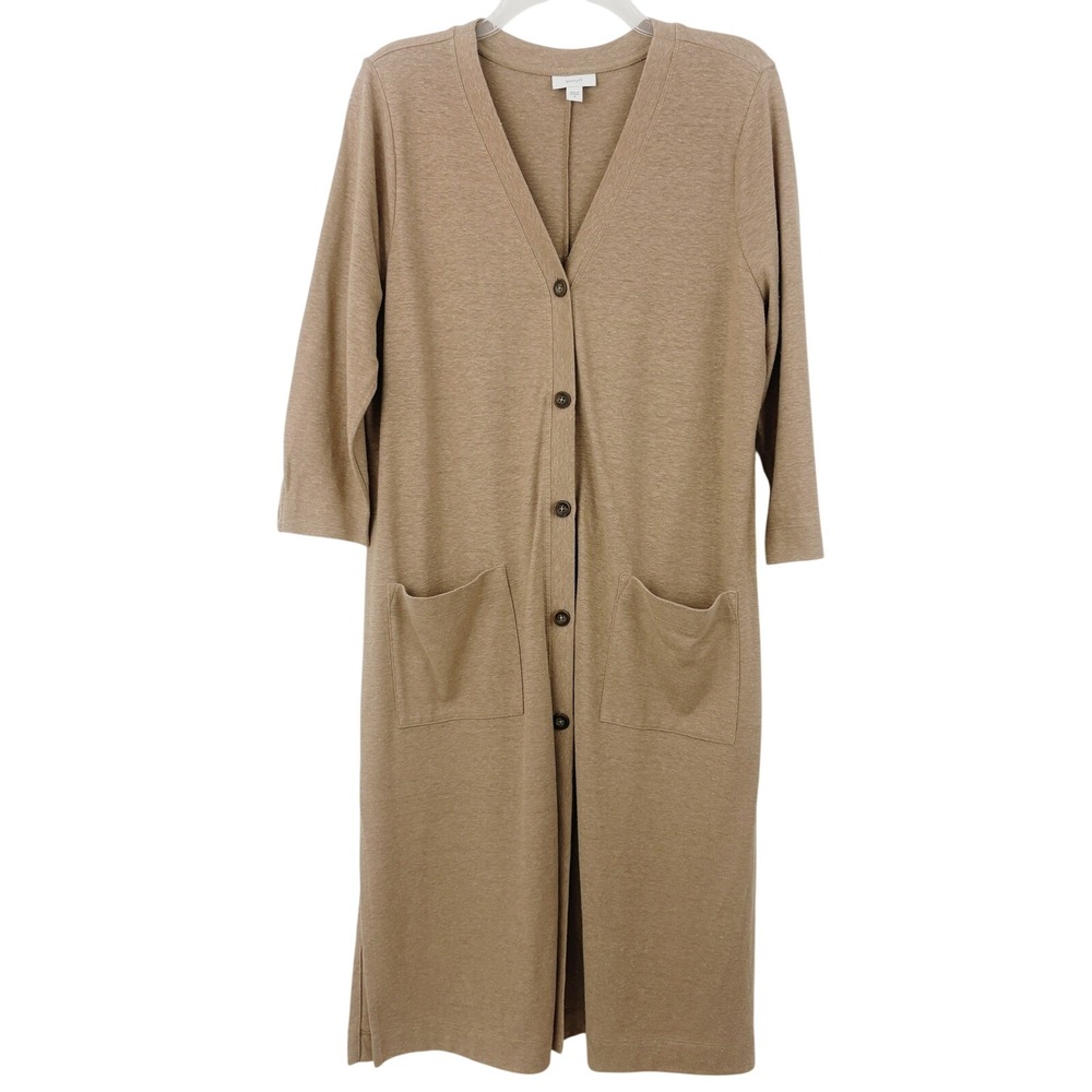 J.‎ Jill Pure Jill Longline Duster Cardigan Size M Tawny Hemp Organic Cotton